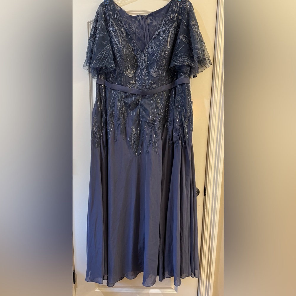 JJ's House Sequin Gown in Deep Blue Plus Size Mother of Bride/Groom dress.